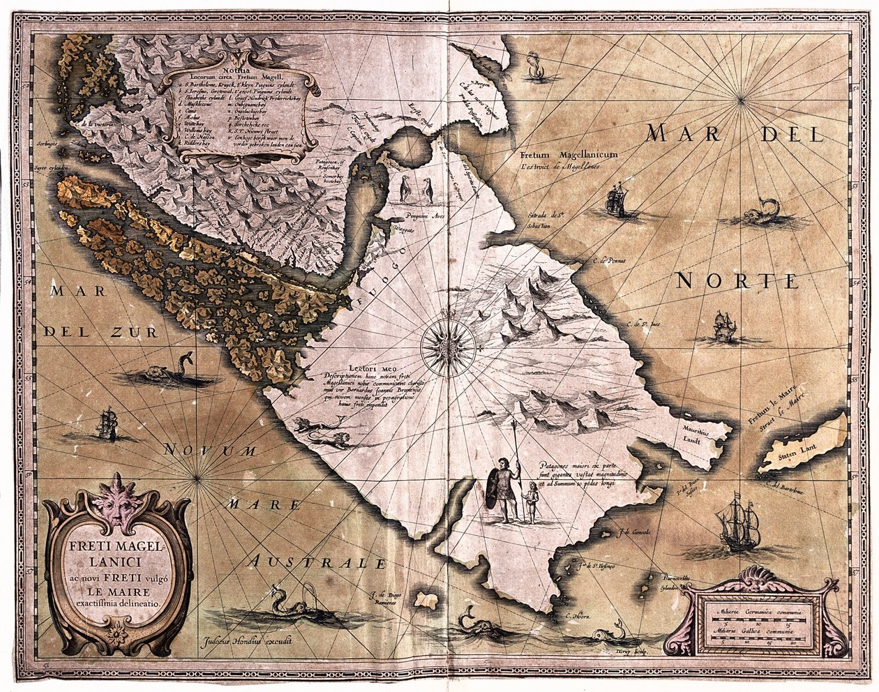 Estrecho de Magallanes, Tierra del Fuego, por A.H. Jaillot en 