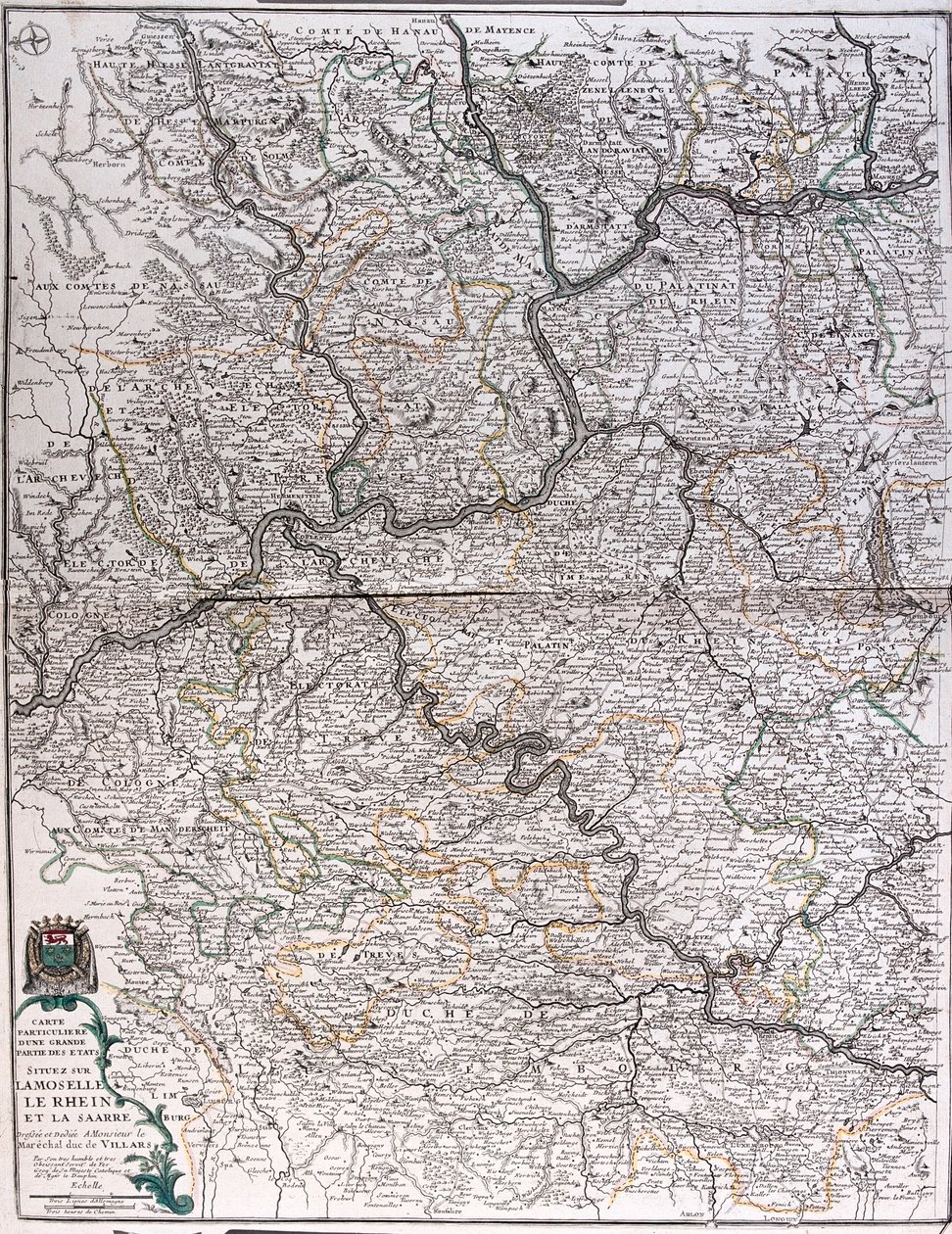 Los estados sobre el río de la Mosella, Reno y Saar, Alemania - por A de Alexis Hubert Jaillot