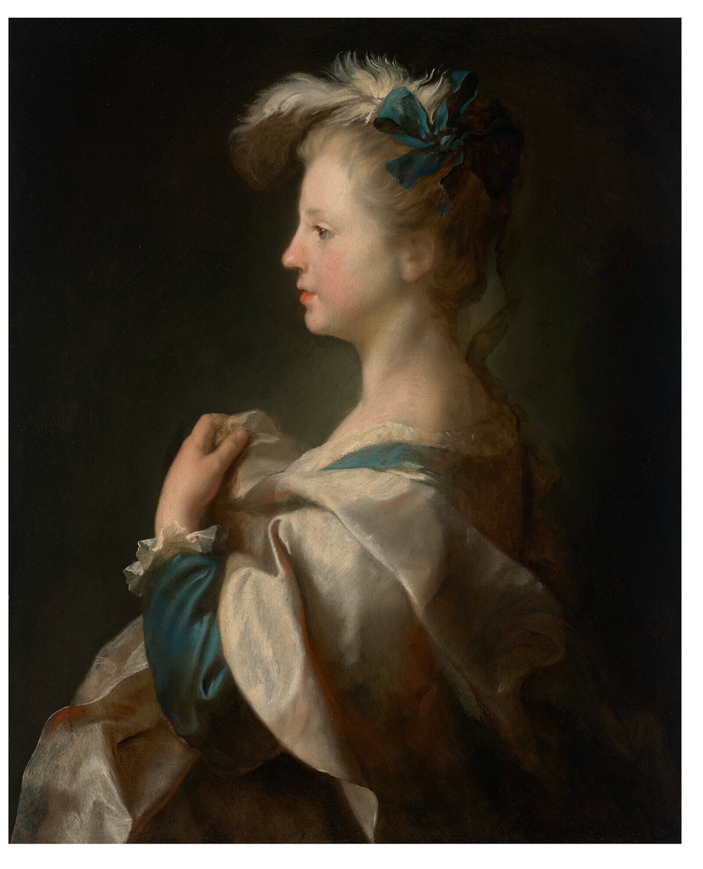 Retrato de niña, de medio cuerpo, de perfil, con traje de fantasía de Alexis Grimou