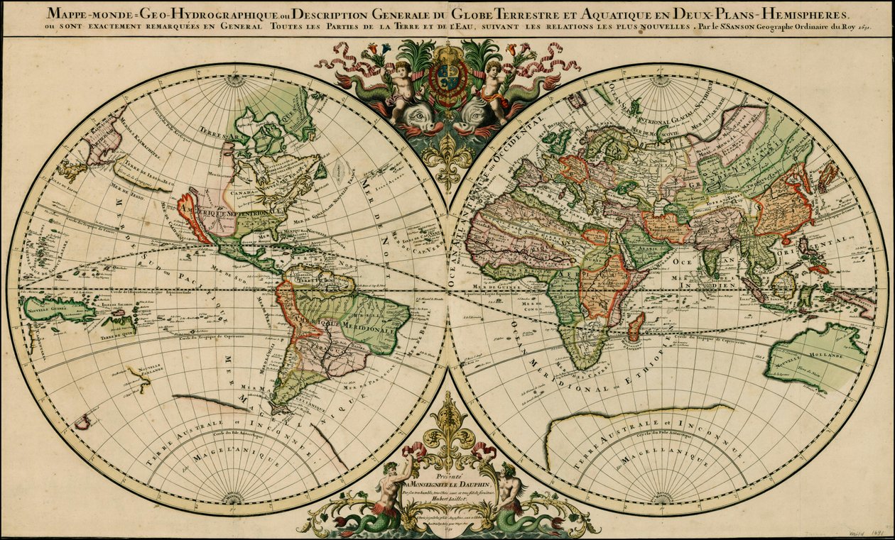 Mapa del mundo de 1691 por Alexis-Hubert Jaillot de Alexis Hubert Jaillot