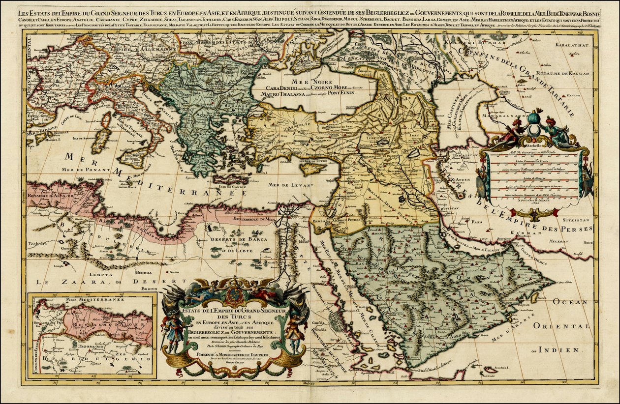 Mapa de 1692 del Imperio Turco en Europa, Asia y África por Hubert Jaillot de Alexis Hubert Jaillot
