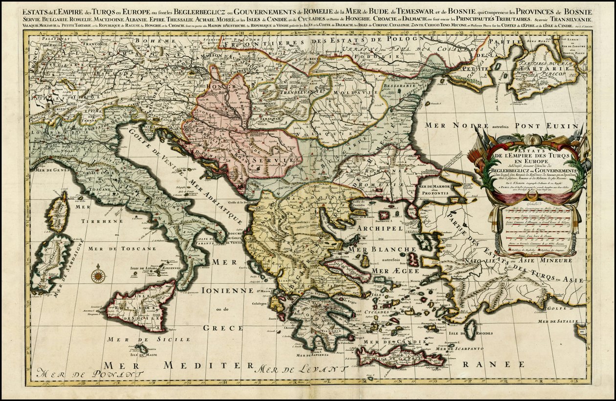 Mapa de 1692 del Imperio Turco en Europa por Hubert Jaillot de Alexis-Hubert Jaillot