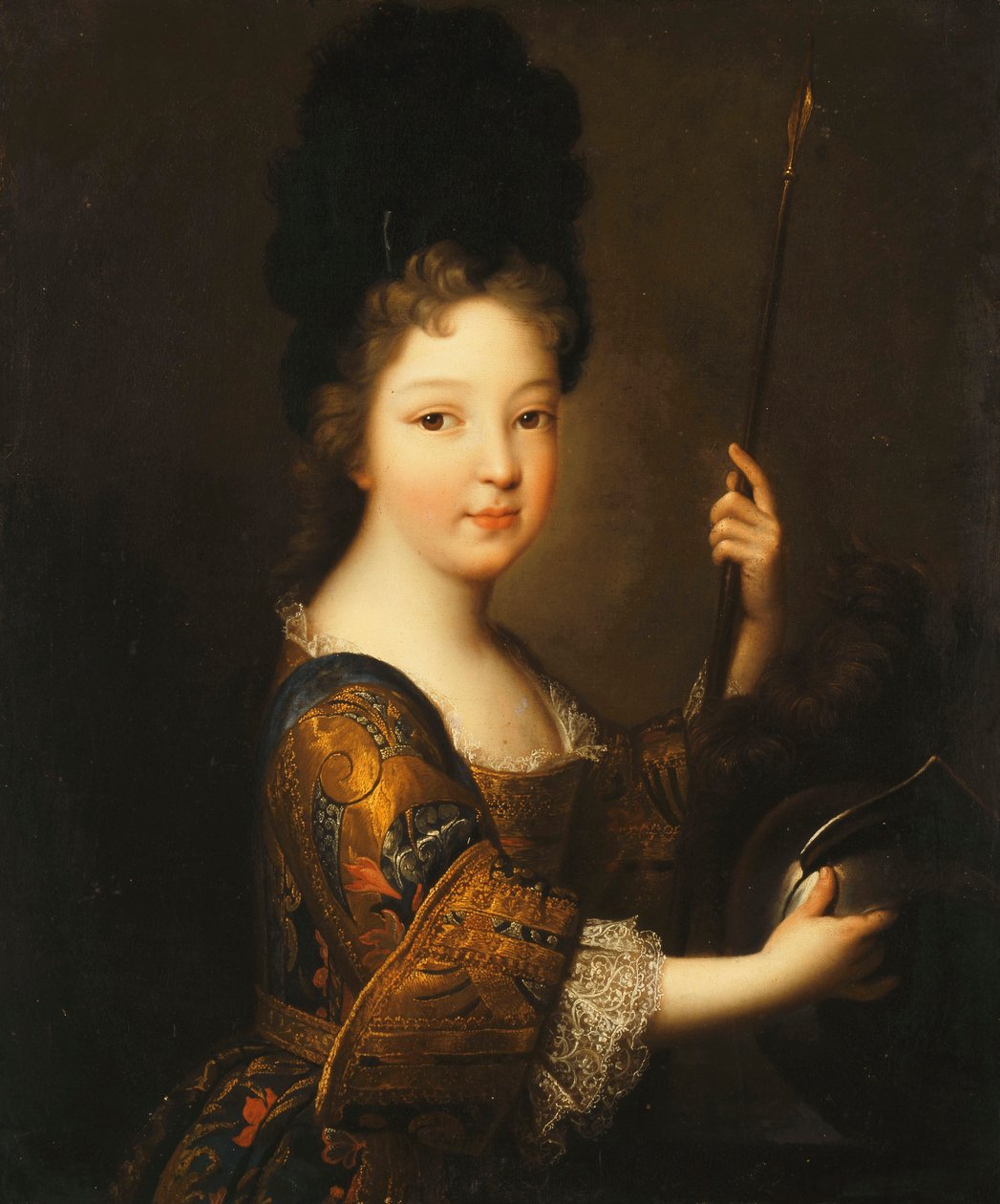Retrato de una niña, medio cuerpo, como Minerva de Alexis Simon Belle