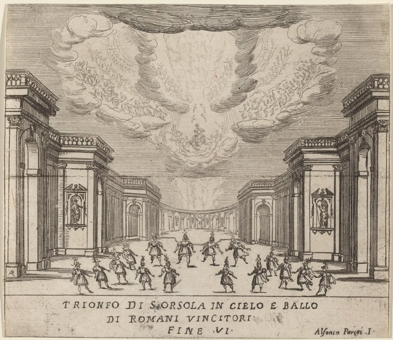 El triunfo de Santa Úrsula en el cielo y los conquistadores romanos de Alfonso Parigi II