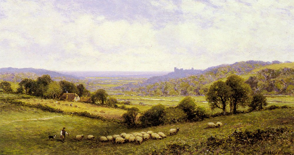 Sussex, con el castillo de Arundel en la distancia de Alfred Augustus Glendening