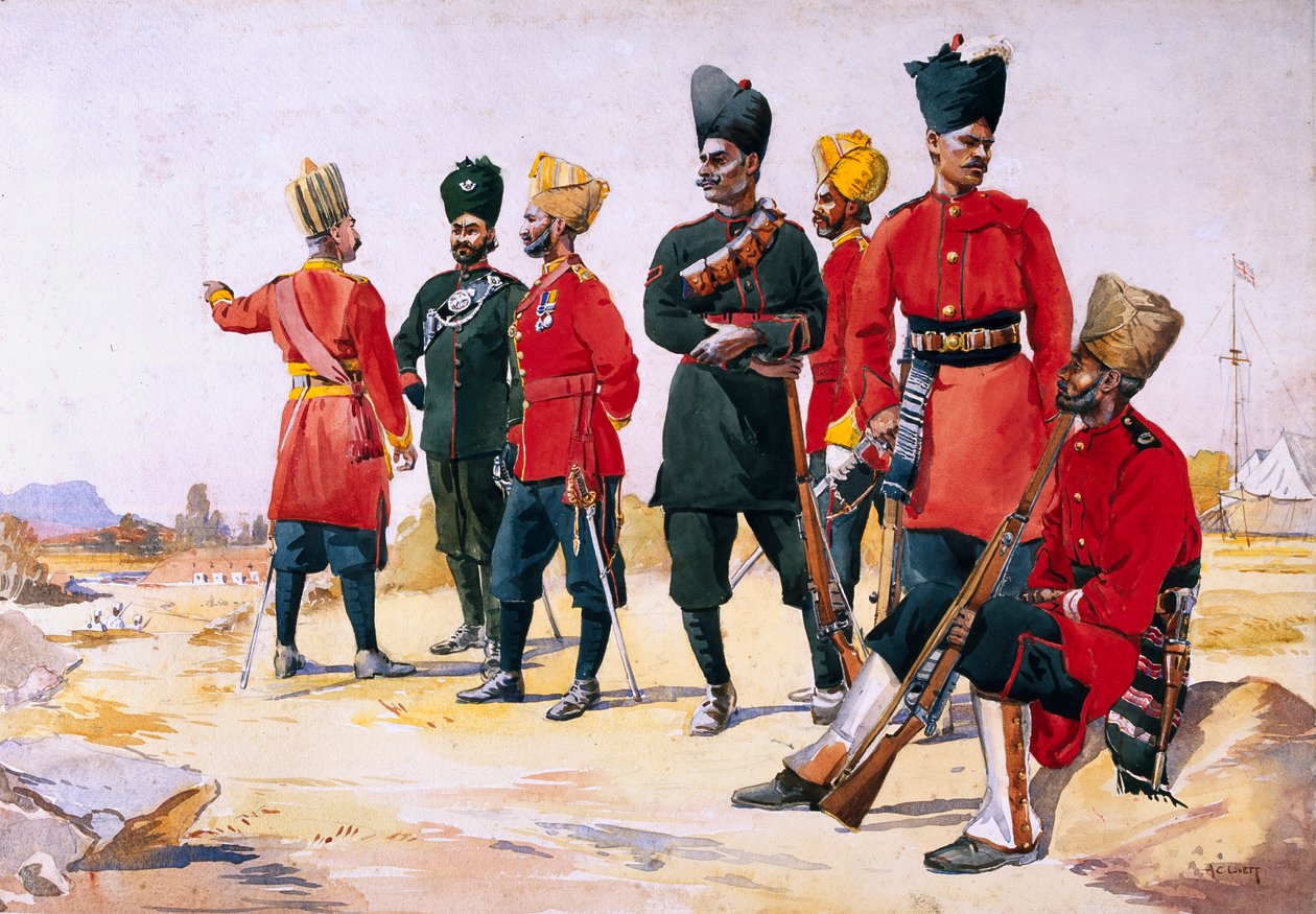 Soldado de la infantería Rajputana, ilustración de 