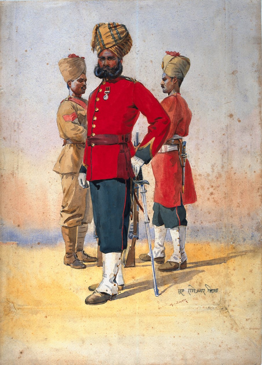 Soldados del 1º y 3º Brahmans, Subadar, ilustración para 