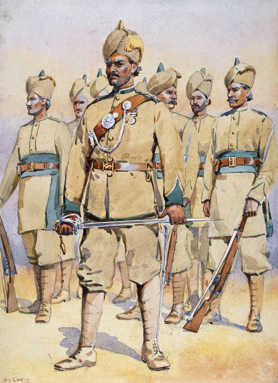 Soldados del 33º Punjabis, Subadar, Musulmanes punjabíes, ilustración para 