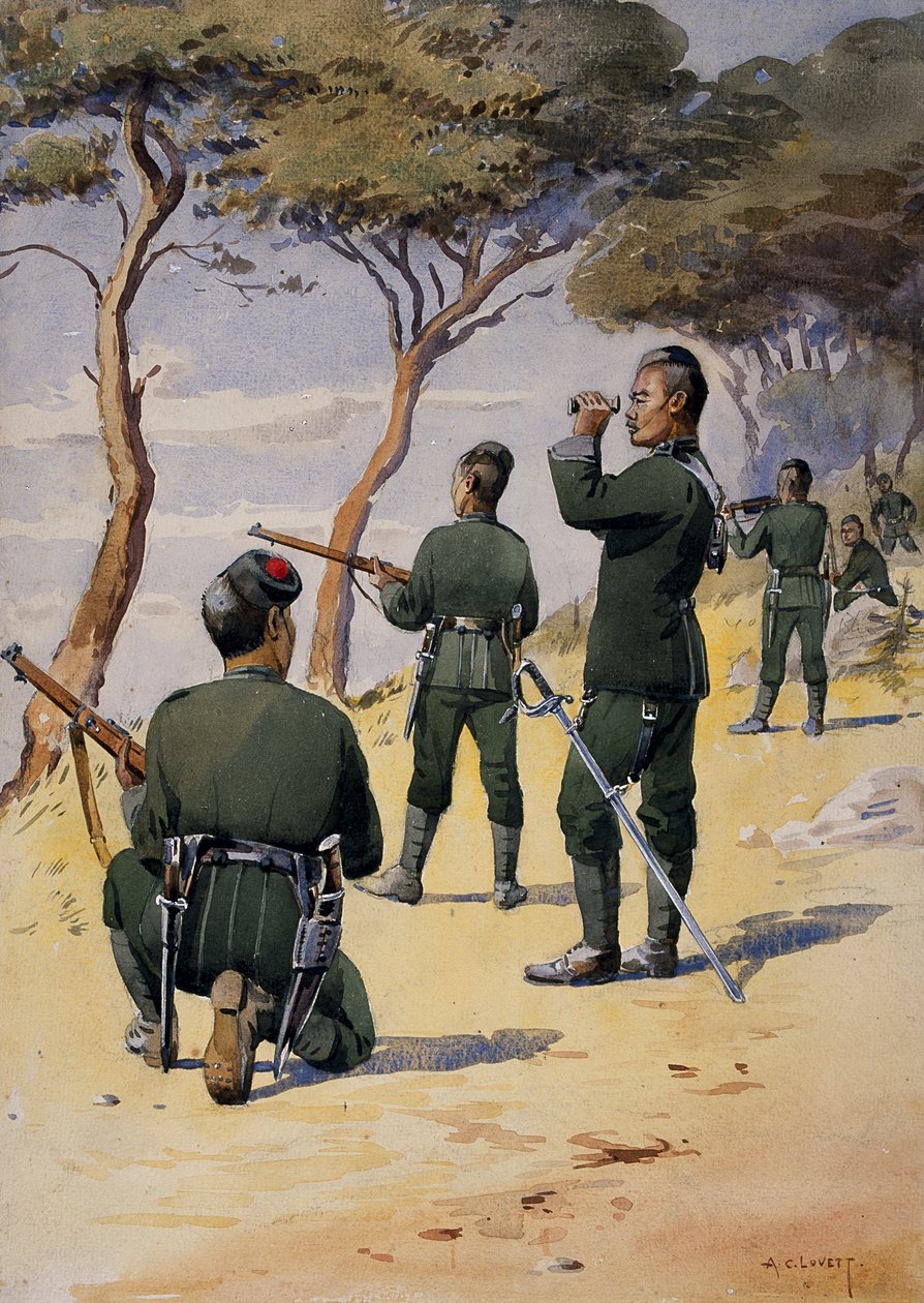 Soldados del 6º Rifles Gurkha, ilustración para 