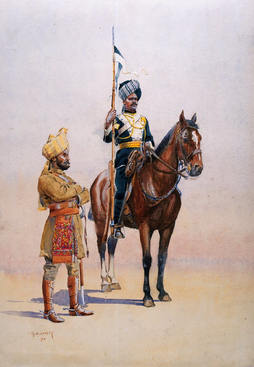 Soldados del Cuerpo de Transporte de Mysore, ilustración de 