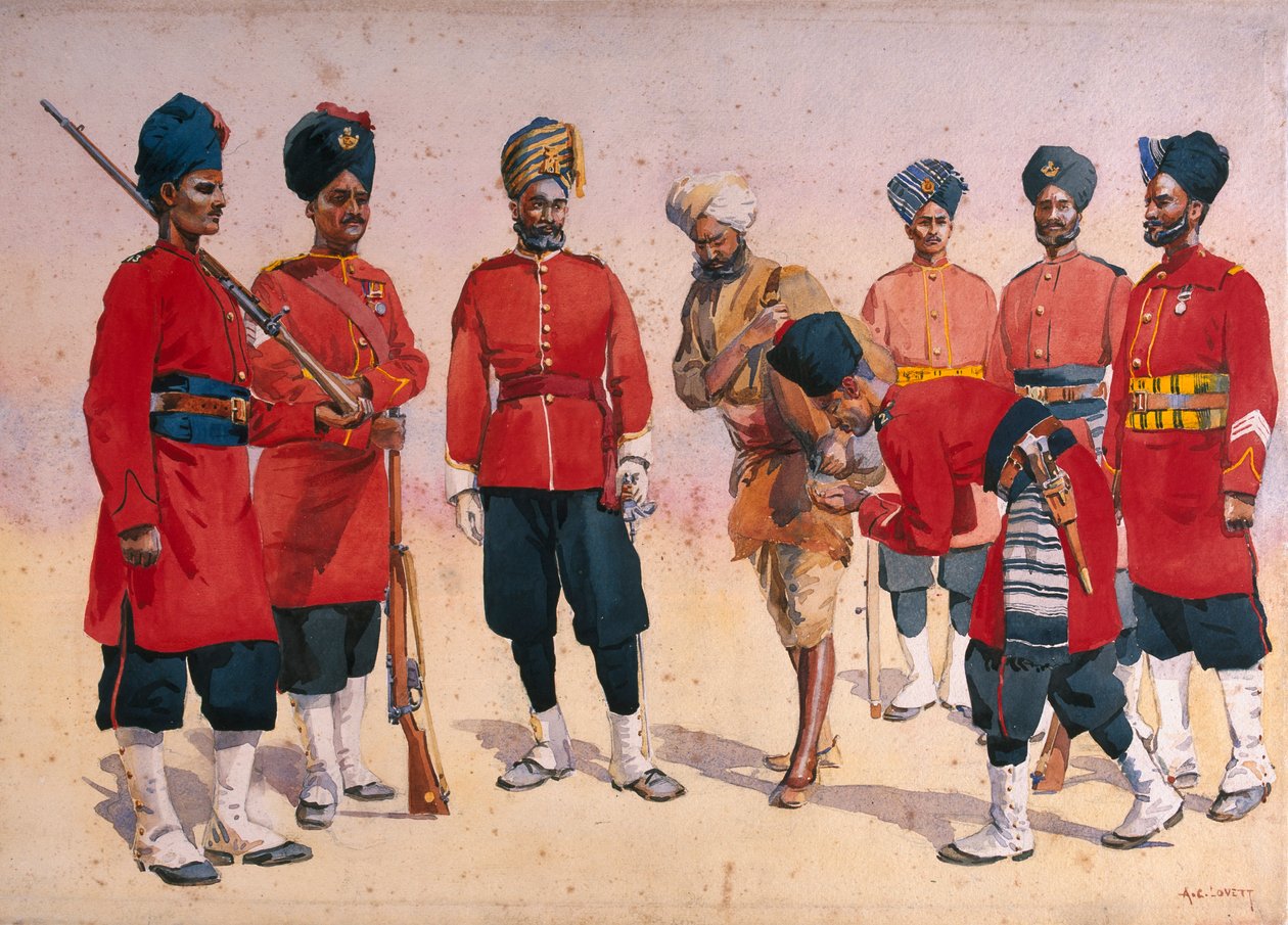 Soldados del Regimiento Rajput, ilustración para 
