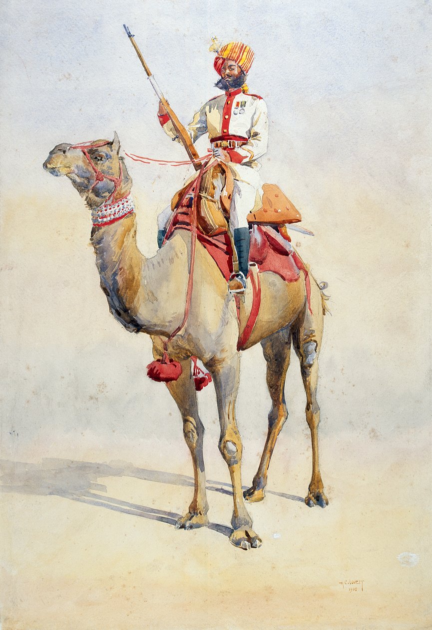 Sowar del Cuerpo de Camellos de Bikanir, ilustración de 