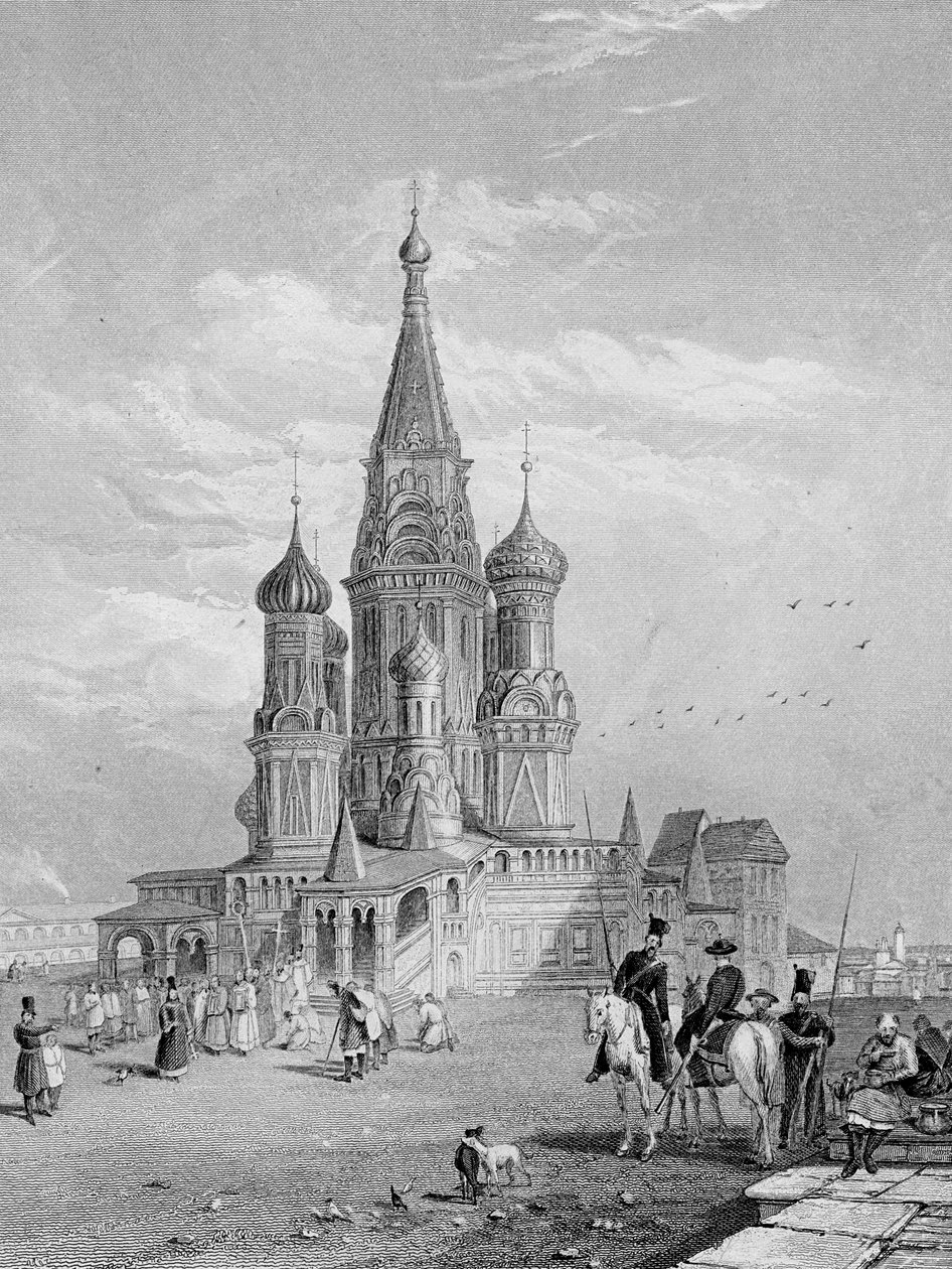 Catedral de San Basilio, Moscú, grabado por Turnbull, 1835 de Alfred Gomersal Vickers
