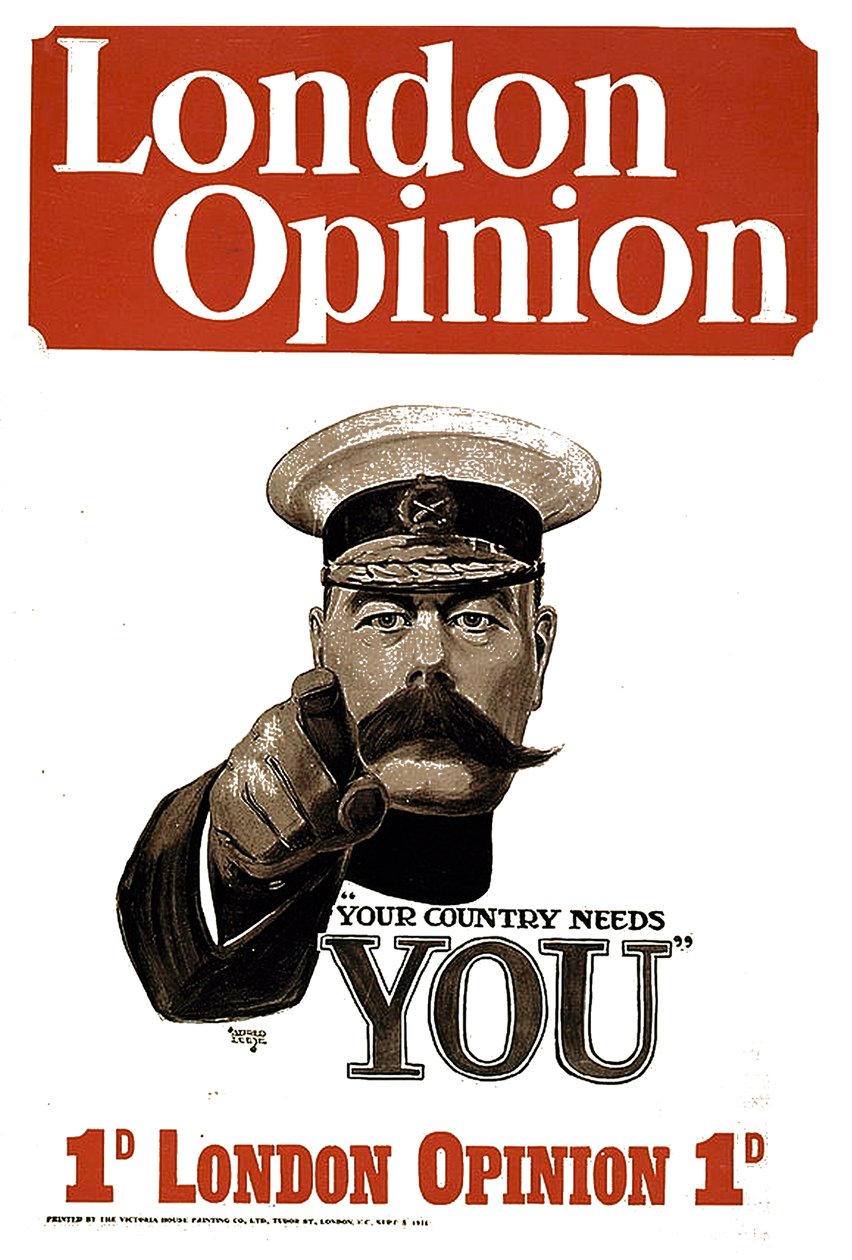 Tu país te necesita, cartel para el London Opinion, 1914 de Alfred Leete
