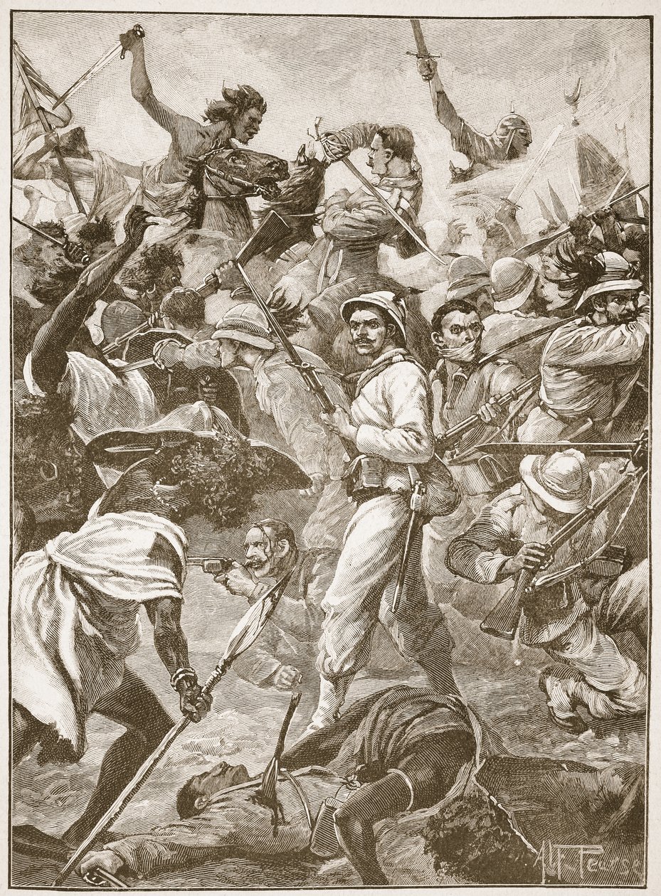 Un puñado de Bersaglieri defendiendo un puesto avanzado fueron masacrados, ilustración de 