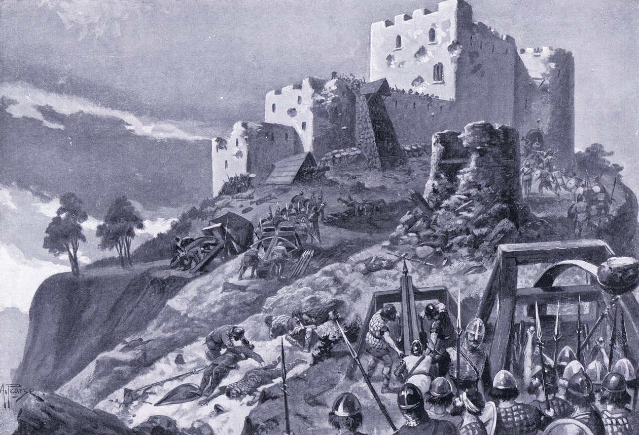 Ataque de los galeses al Castillo de Montgomery AD1095, años 1920 de Alfred Pearse