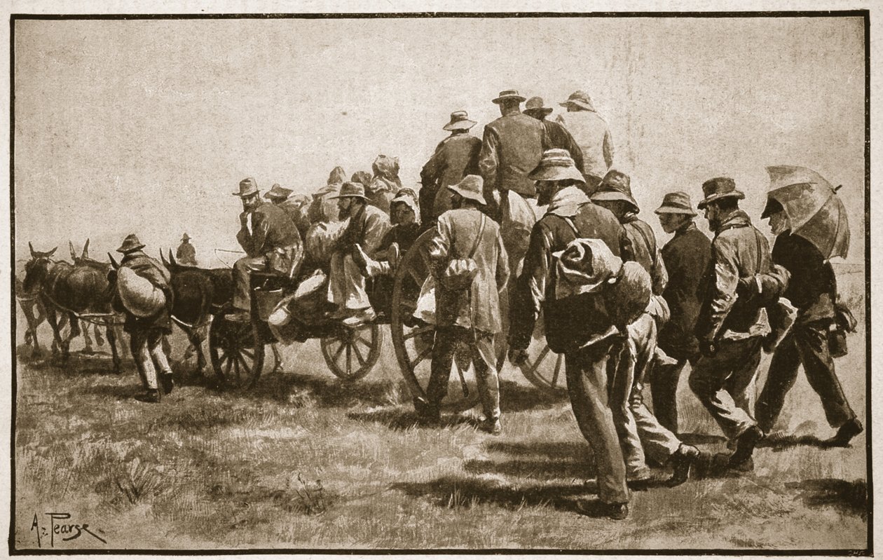 Algunos de los compañeros de prisión de Cronje en su camino hacia el Cabo, ilustración de 