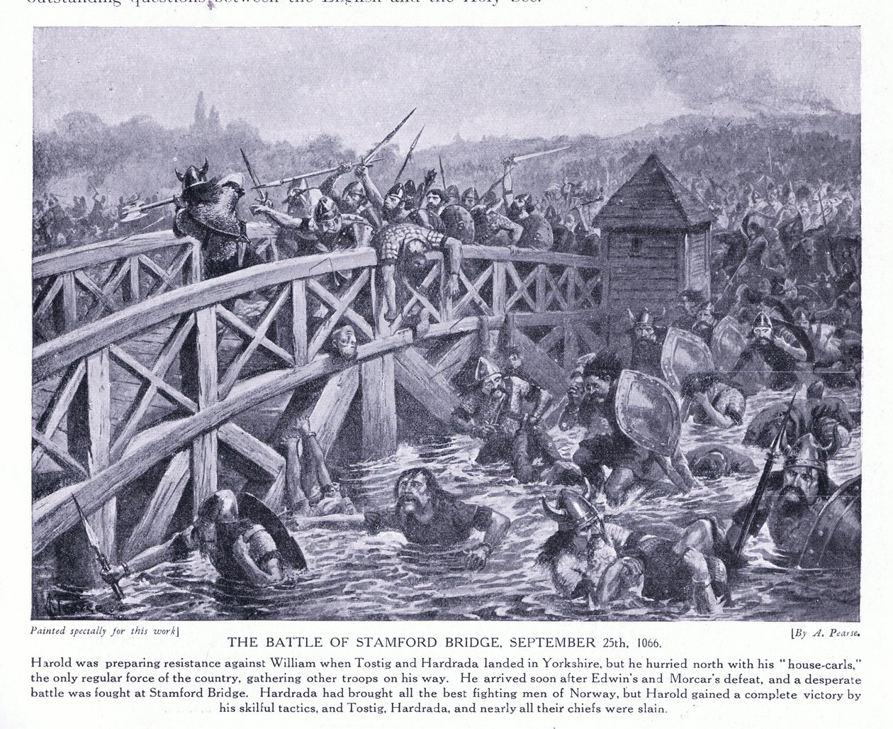 La batalla de Stamford Bridge AD1066, años 1920 de Alfred Pearse