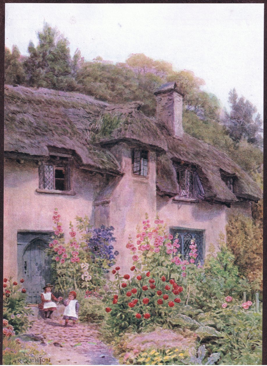 Jardín de cabaña, Selworthy, Somerset, de The Cottages and the Village Life of Rural England publicado por Dent & Sons Limited, 1912 de Alfred Robert Quinton