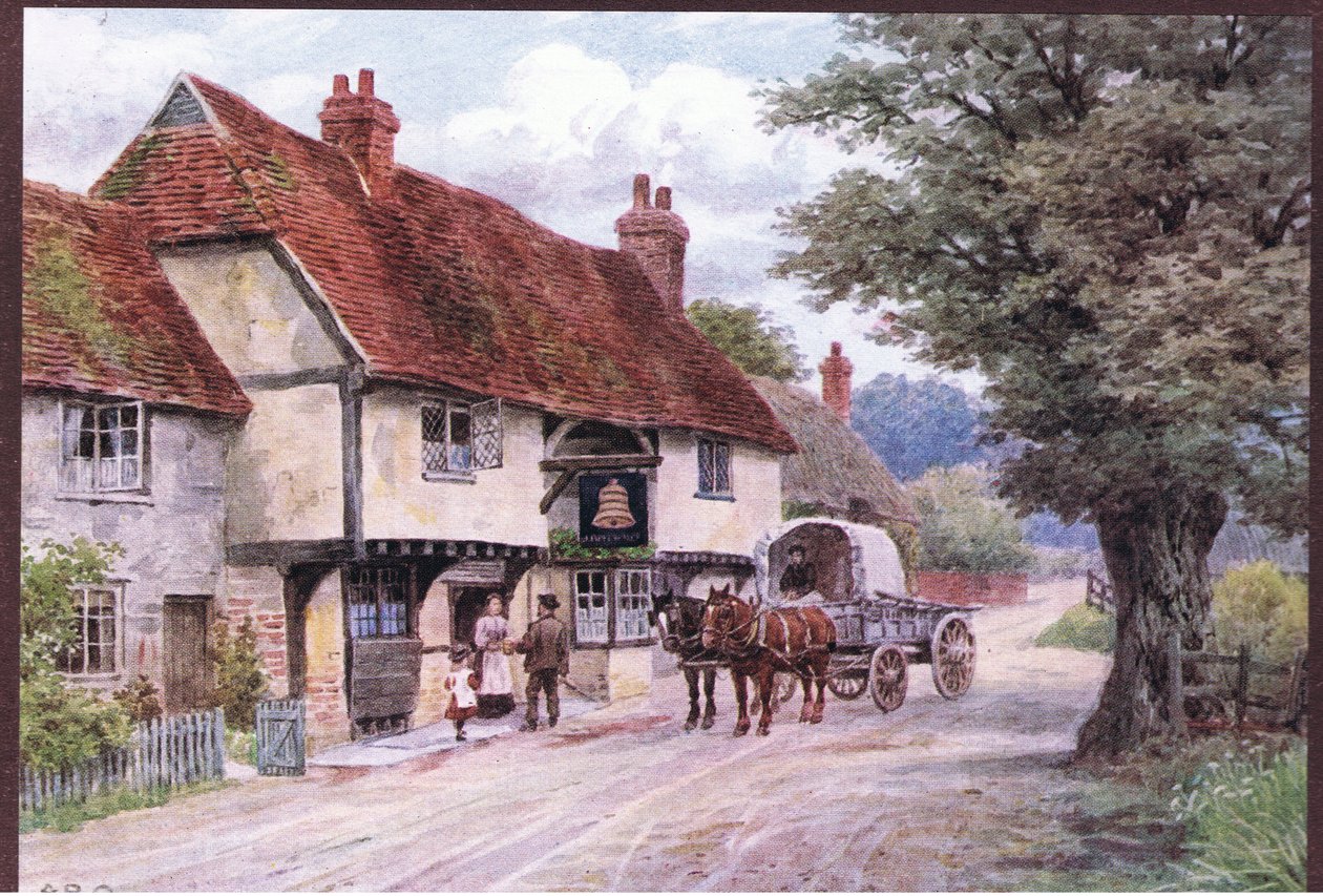 The Bell Inn, Waltham St Lawrence, de The Cottages and the Village Life of Rural England publicado por Dent & Sons Limited, 1912 de Alfred Robert Quinton