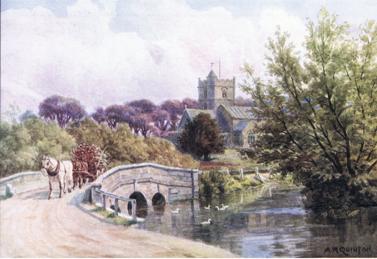 El Puente, Coombe Bissett, cerca de Salisbury, de The Cottages and the Village Life of Rural England publicado por Dent & Sons Limited, 1912 de Alfred Robert Quinton