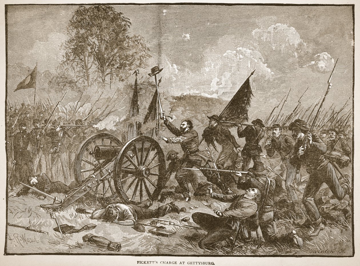 Carga de Pickett en Gettysburg, de un libro publicado en 1896 de Alfred Rudolph Waud