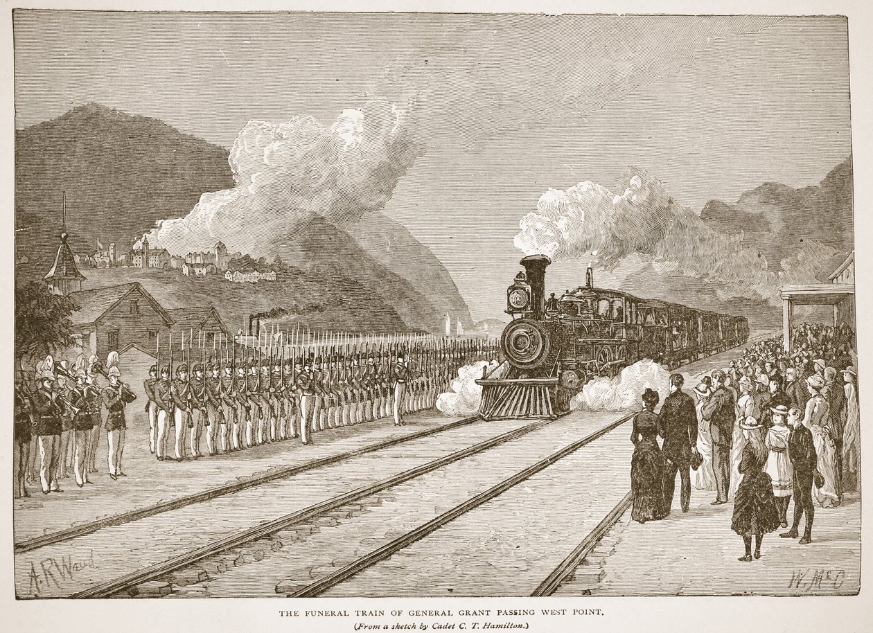 El Tren Fúnebre del General Grant Pasando por West Point, de un libro pub. 1896 de Alfred Rudolph Waud