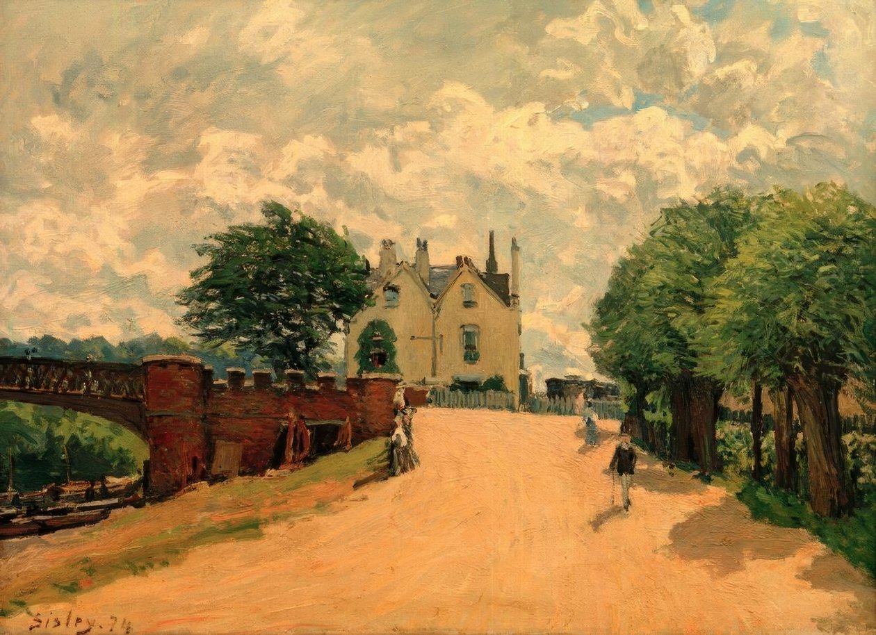 En el puente de Hampton Court de Alfred Sisley
