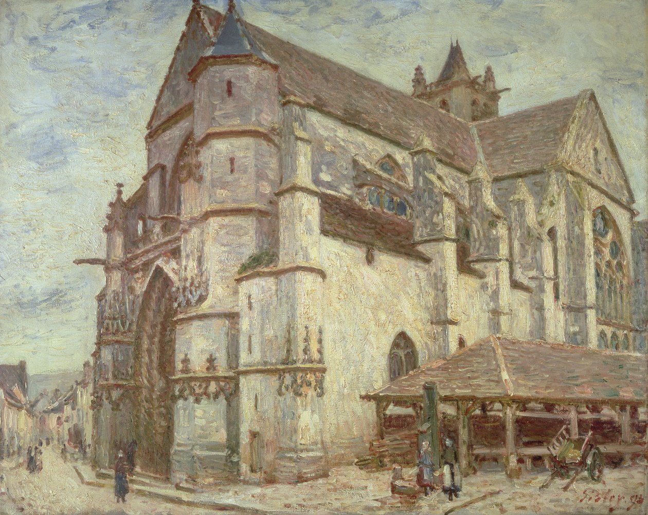 La iglesia en Moret, clima helado, 1893 de Alfred Sisley