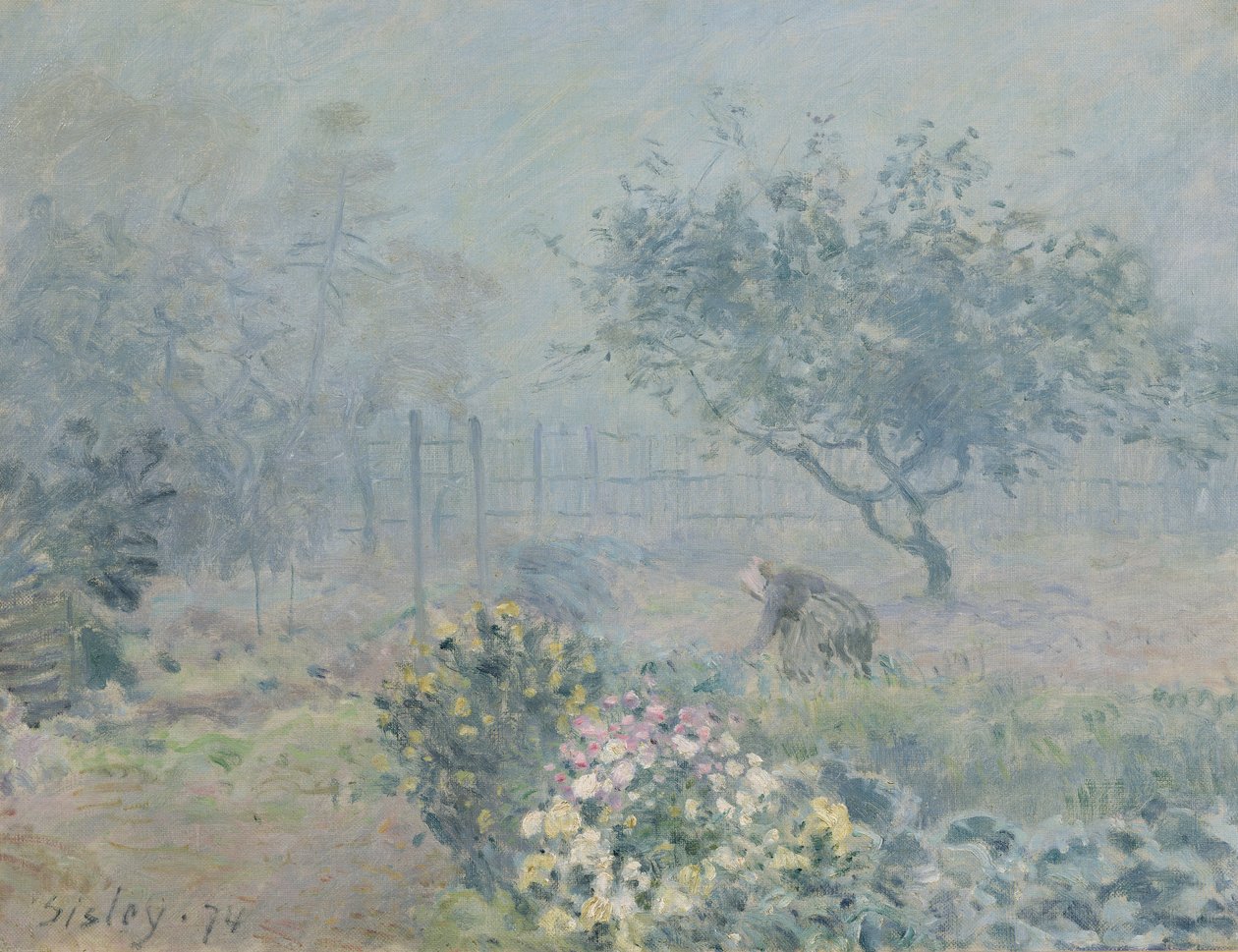 La niebla, Voisins, 1874 de Alfred Sisley