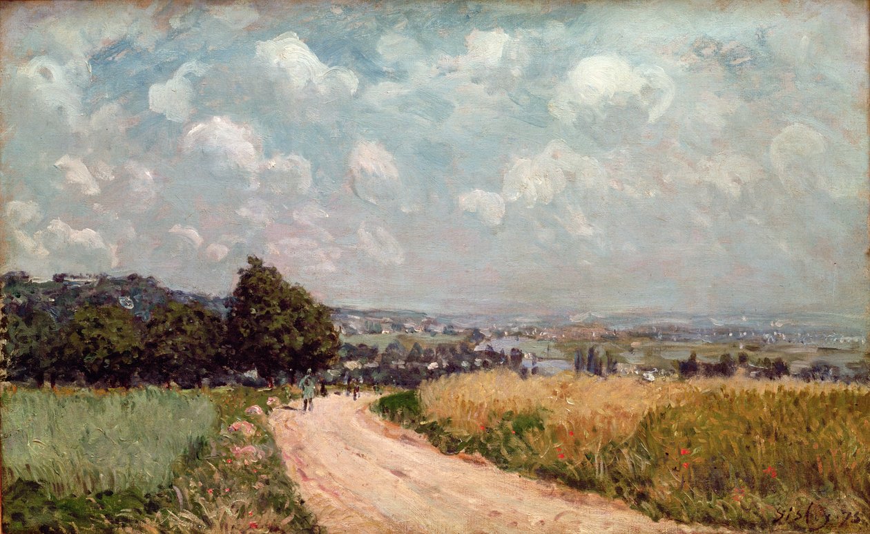 Camino en curva o Vista del Sena, 1875 de Alfred Sisley