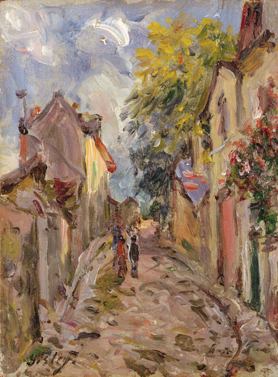 Escena de calle de pueblo de Alfred Sisley