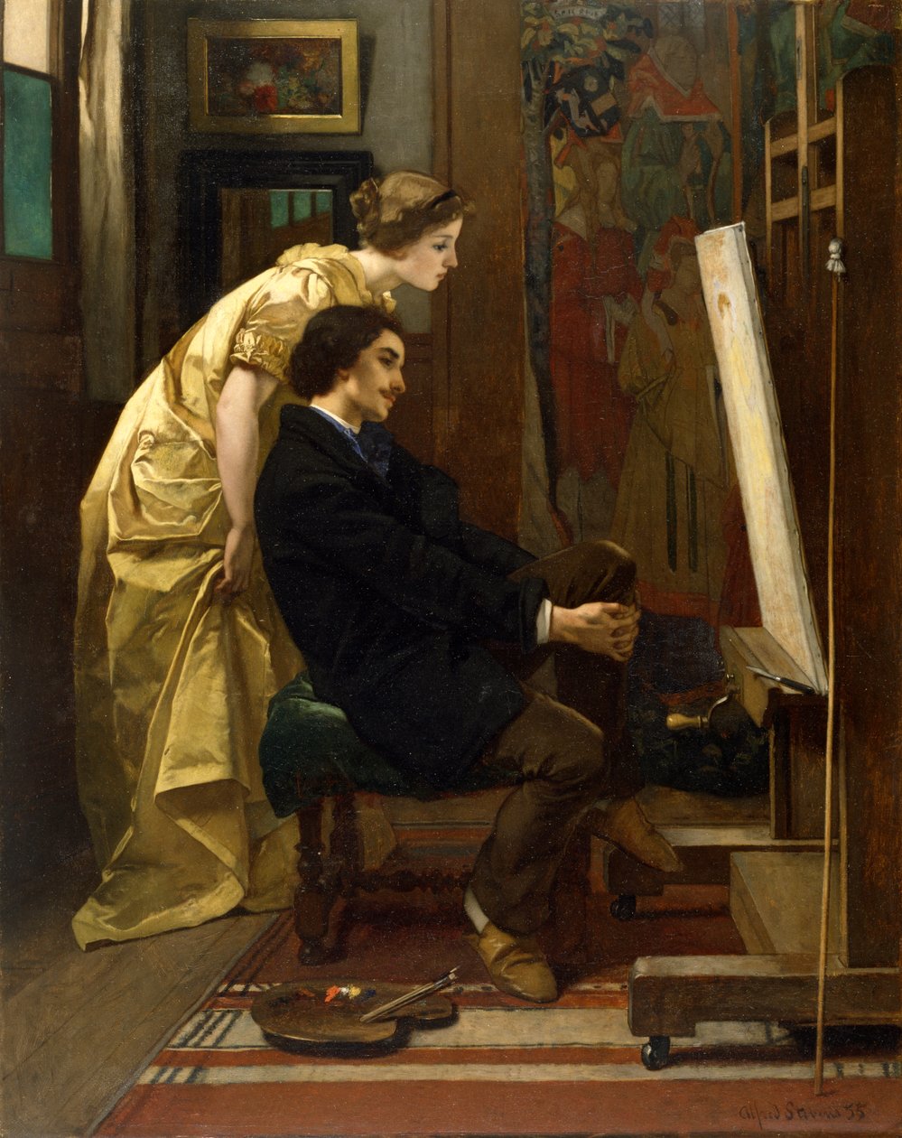 El pintor y su modelo de Alfred Emile Stevens