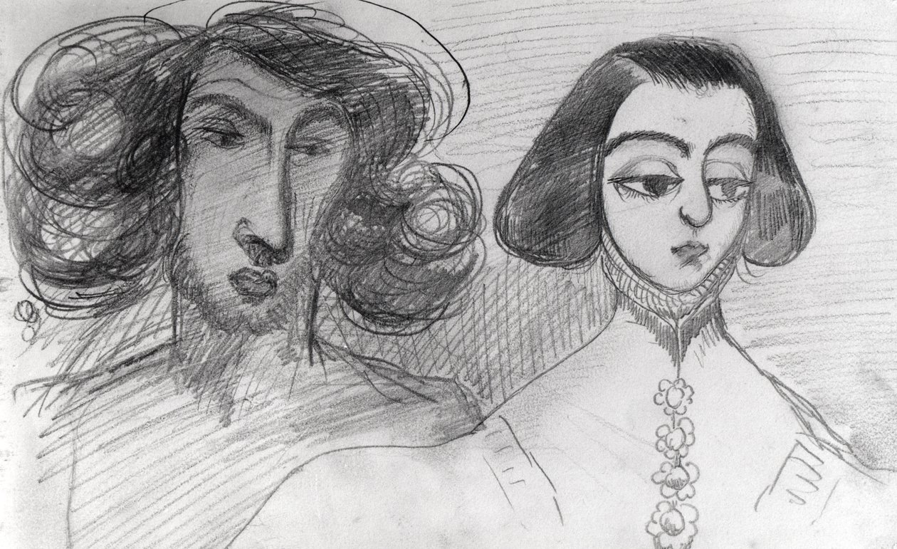 Autorretrato con George Sand (1804-76) de Alfred de Musset