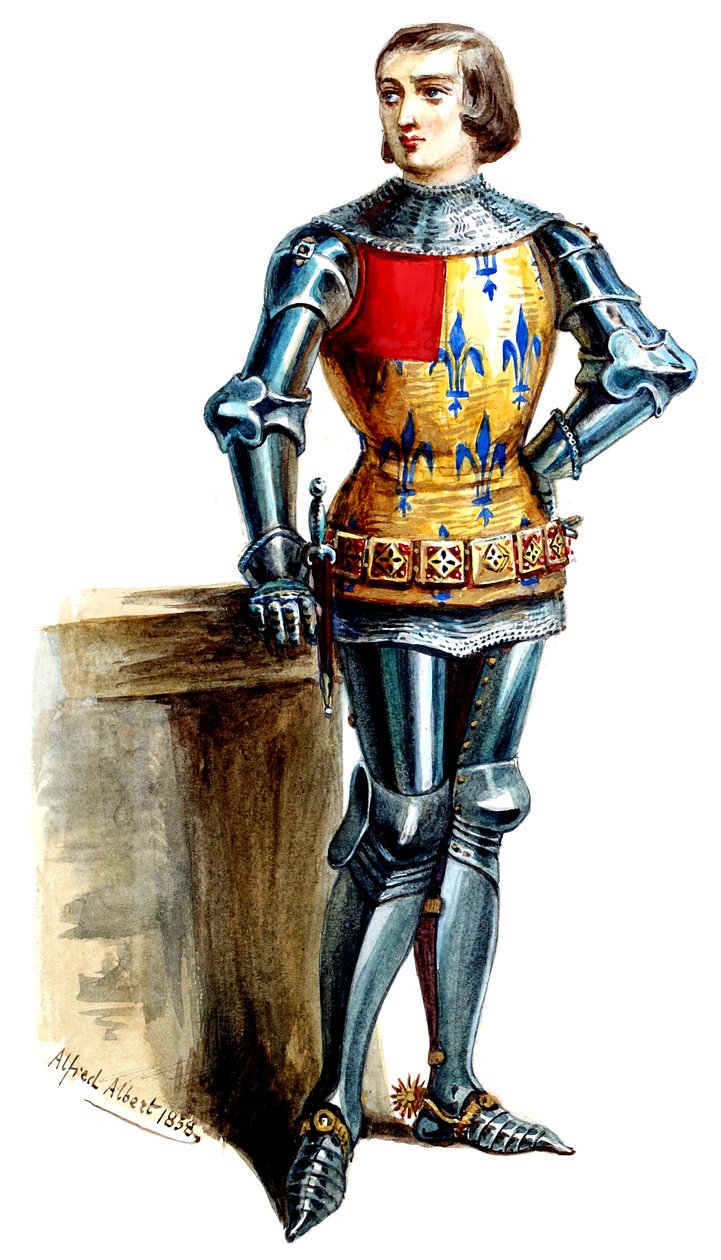 Halévy - La magicienne - modelos de vestuario de Alfred Albert - 03. (Réné), M. Gueymard, 1er traje (retocado) (Réné), M. Gueymard, 1er vestuario (retocado) de Alfred Albert