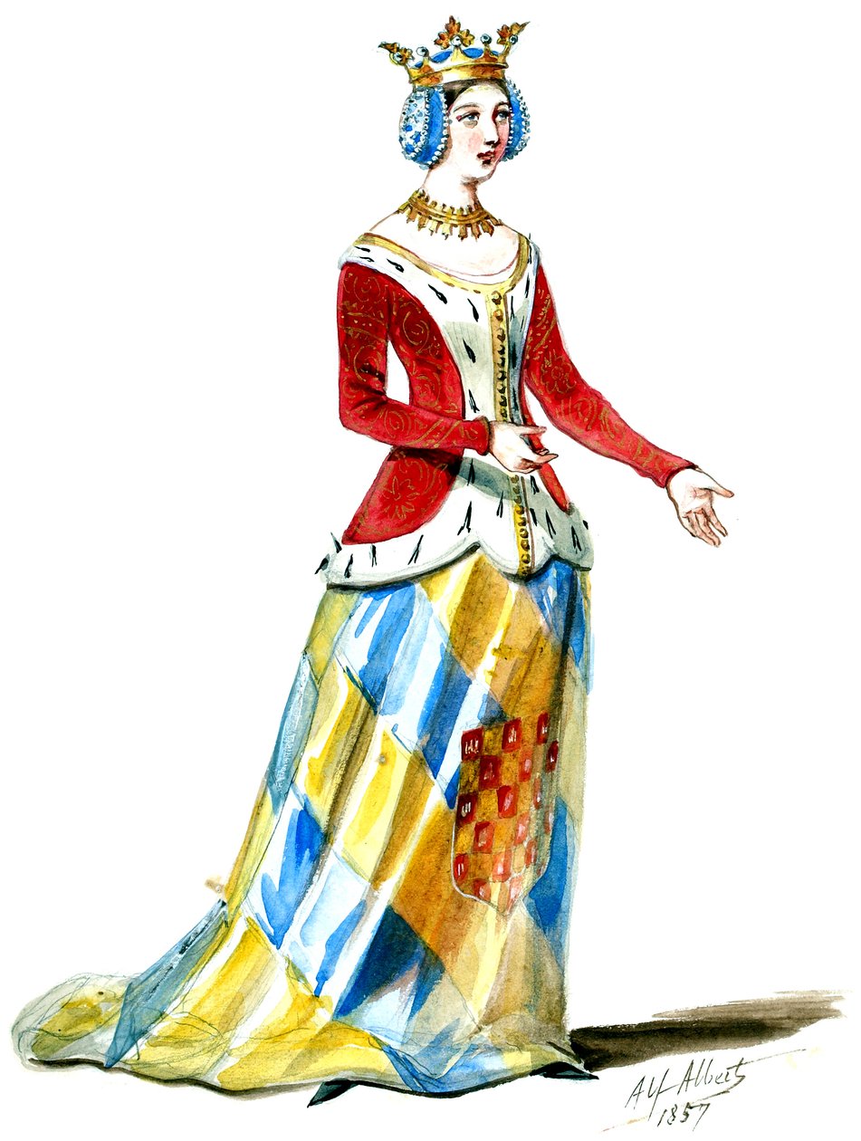 Halévy - La magicienne - modelos de trajes de Alfred Albert - 06. Condesa de Poitou. Dames de cour, coro (retocado) de Alfred Albert
