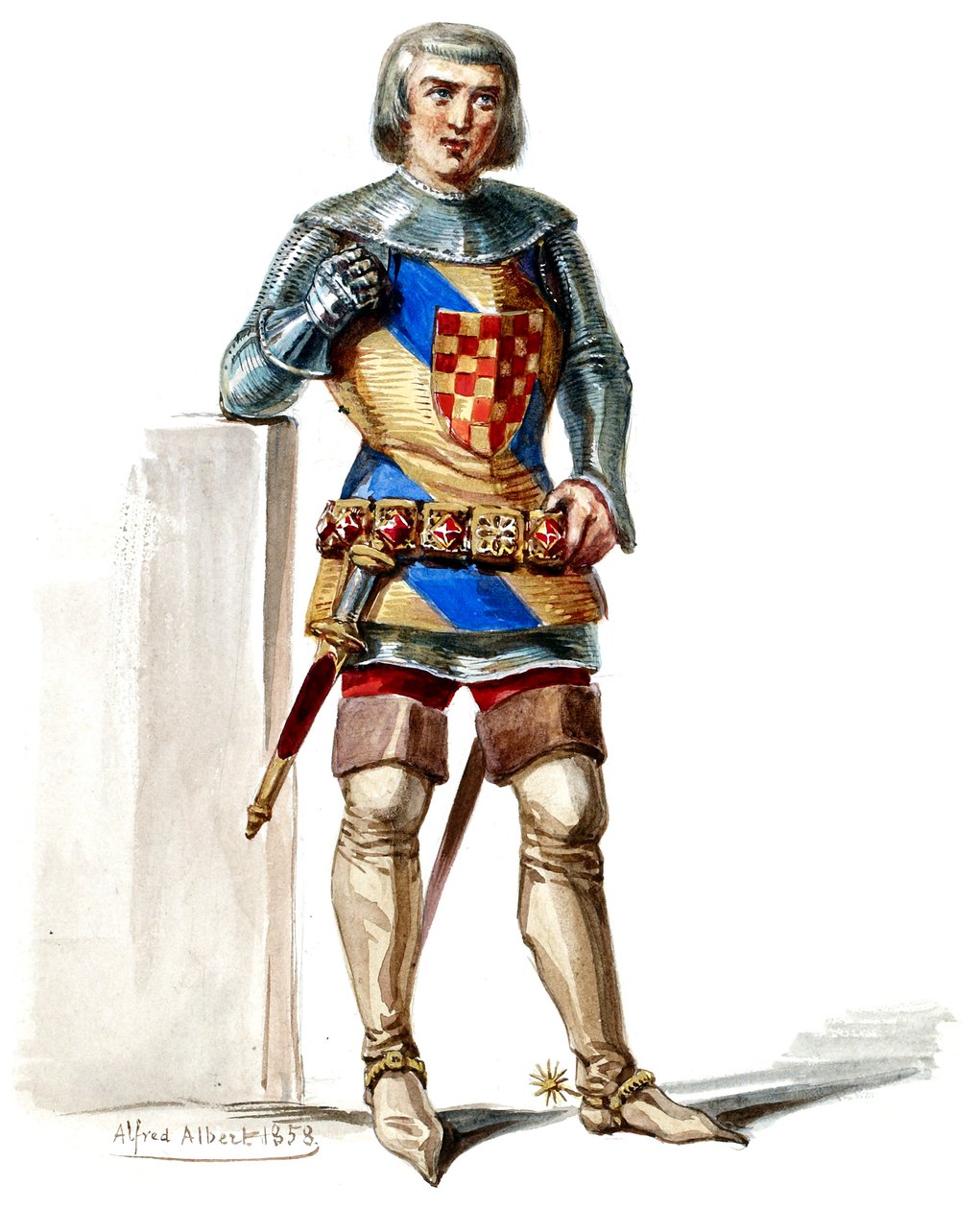 Halévy - La magicienne - modelos de trajes de Alfred Albert - 16. Comte de Poitou, 1er traje, M. Belval (retocado) Comte de Poitou, 1er traje, M. Belval (retocado) de Alfred Albert