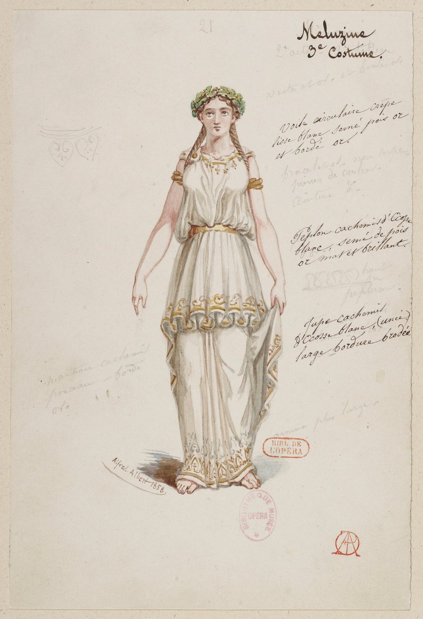 Halévy - La magicienne - modelos de vestuario de Alfred Albert - 21. Mélusine, 3er traje de Alfred Albert