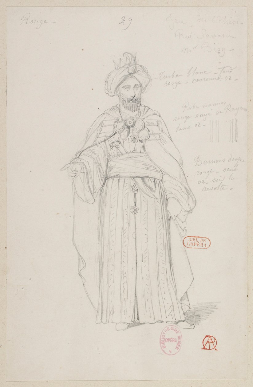 Halévy - La magicienne - modelos de vestuario de Alfred Albert - 29. Partida de ajedrez, rey sarraceno. M. Bion de Alfred Albert