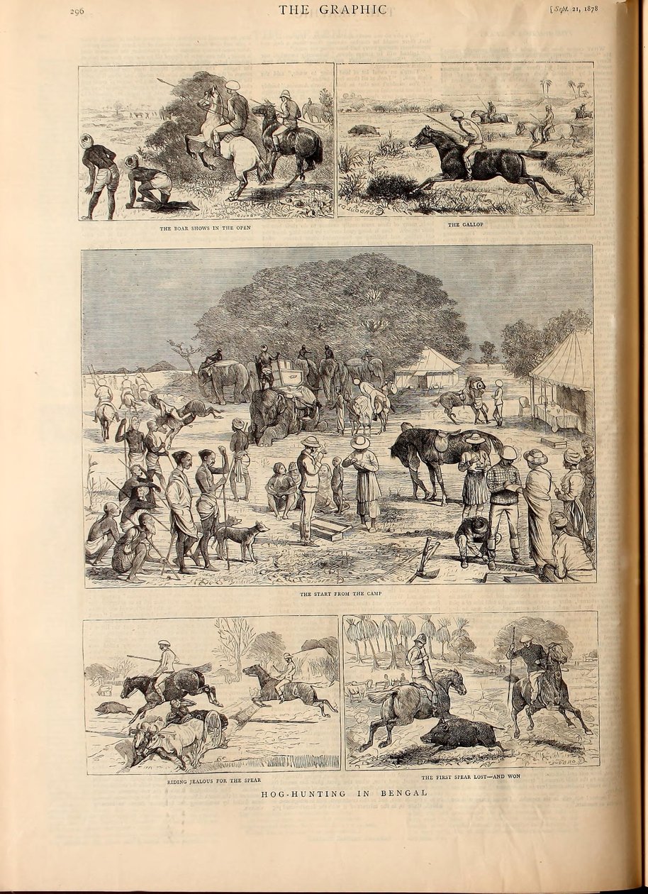 Caza del cerdo en Bengala de Alfred Chantrey Corbould