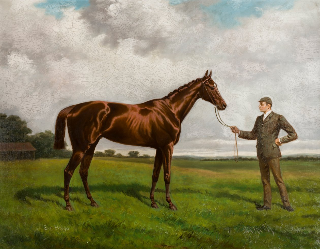 Sir Hugo, ganador del Derby de 1892, c.1875-1928 (óleo sobre lienzo) de Alfred Charles Havell