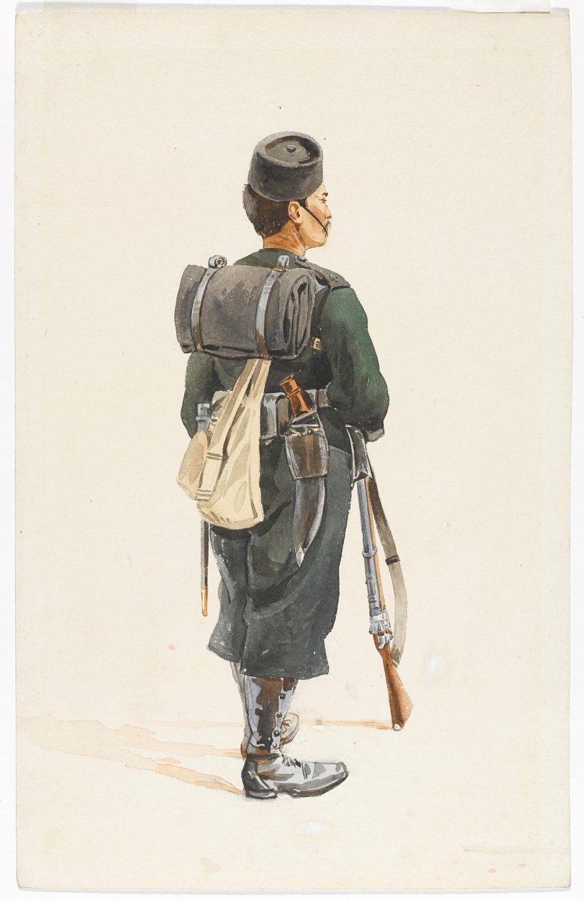 Fusilero del 4º Regimiento Gurkha en orden de marcha, 1890 de Alfred Crowdy Lovett