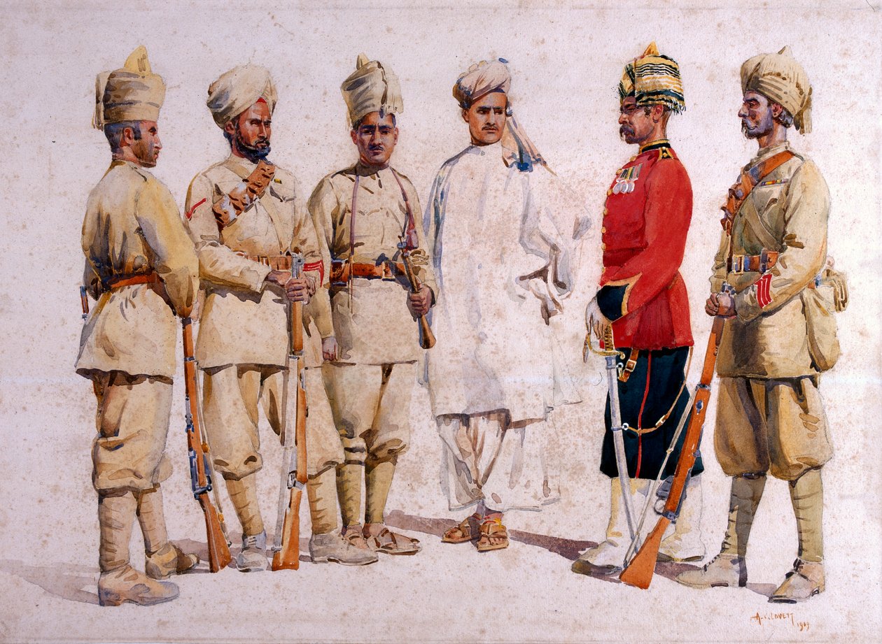 Soldados del 19º Punjabis Afridi de Tirah, ilustración para 