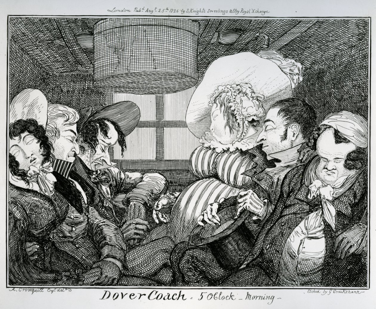 Dover Coach, 5 de la mañana, grabado por George Cruikshank, 1826 de Alfred Crowquill