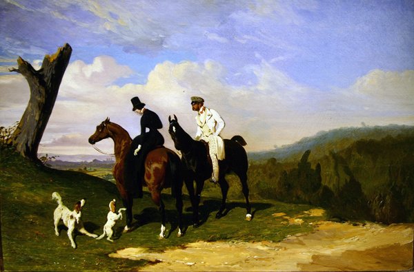 Una pausa montando con los perros de Alfred Dedreux