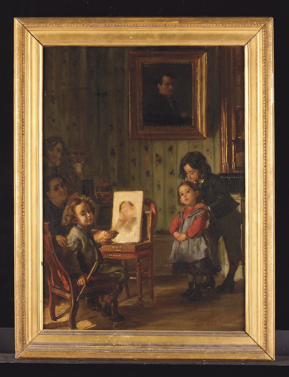Interior, la familia del artista (óleo sobre lienzo) de Alfred Dehodencq