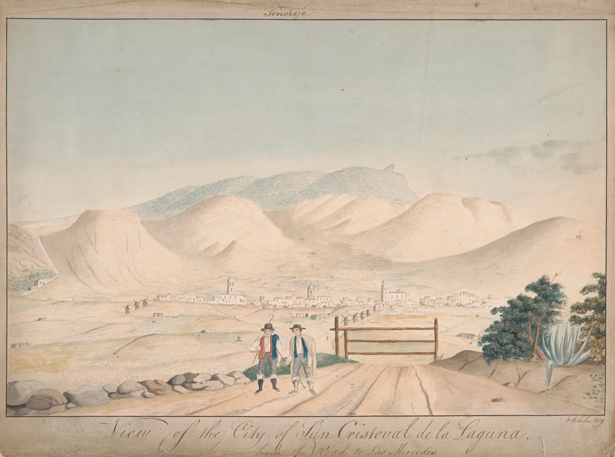 Vista de la ciudad de San Cristoval de la Laguna desde la carretera de Las Mercedes de Alfred Diston