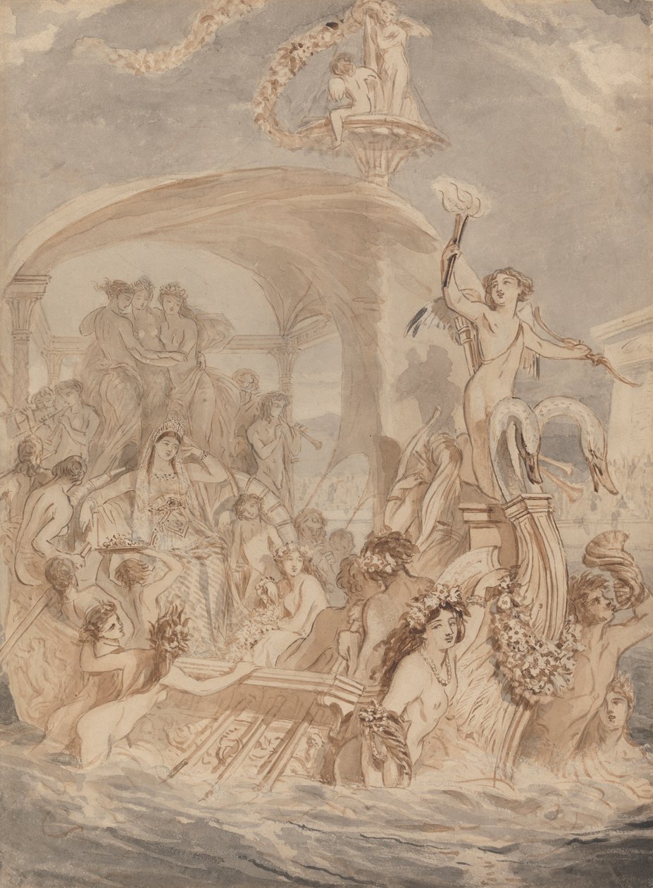 Cleopatra en el Cidno al encuentro de Antonio de Alfred Edward Chalon