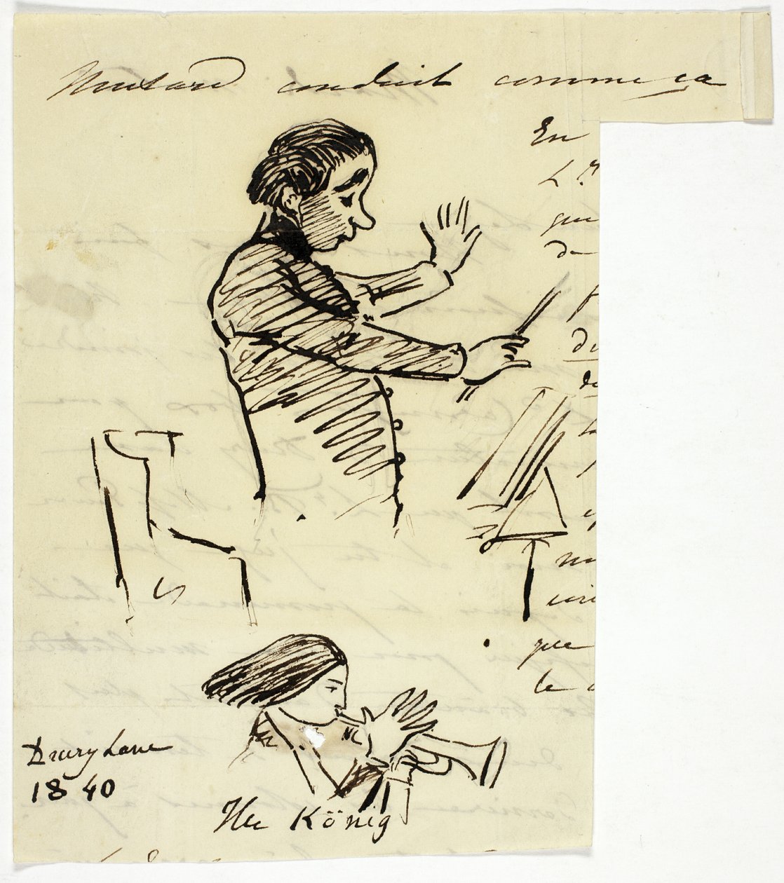 Bocetos de director y trompetista de Alfred Edward Chalon