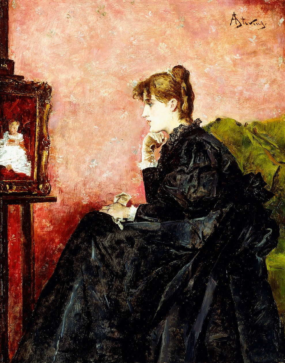 Dama de negro de Alfred Emile Stevens